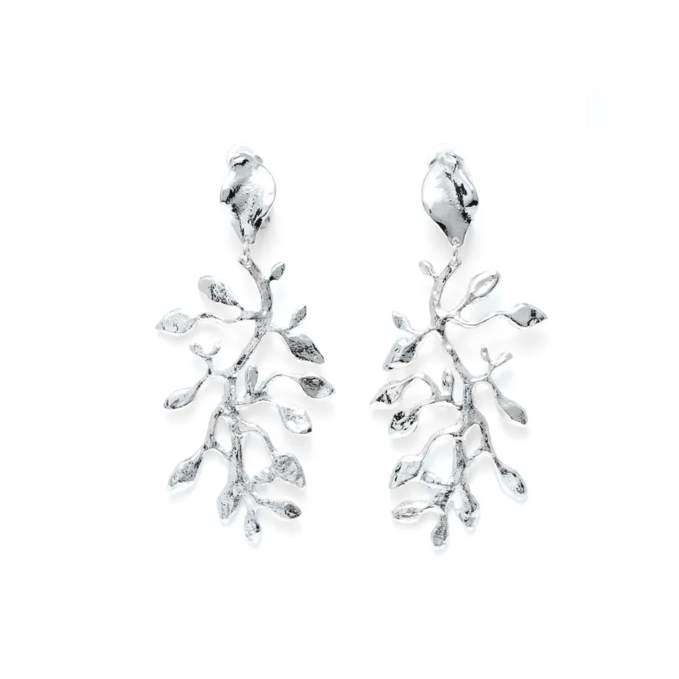 Boucles D'oreilles Clips Argenté Végétal