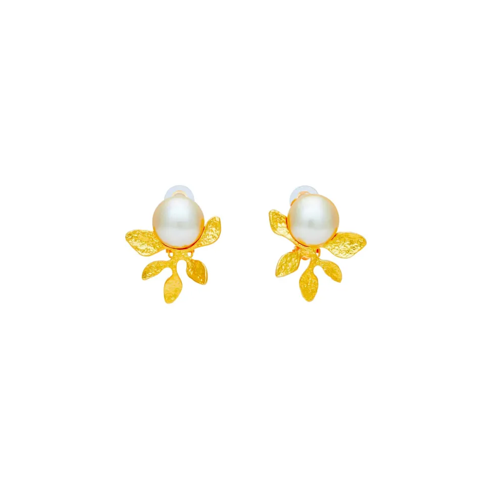 Boucles D'oreilles Clips Doré Végétal