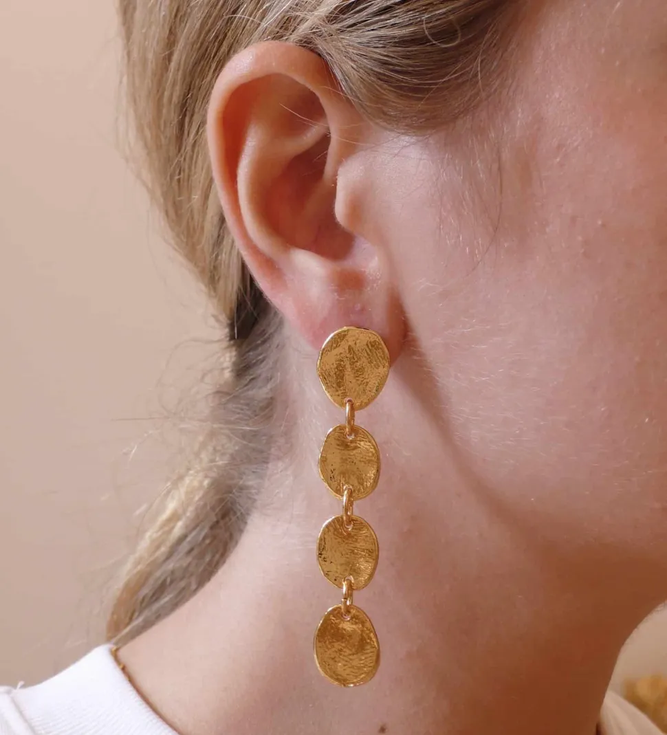 Boucles D'oreilles Percées Doré Argenté Mille Et Une Nuit