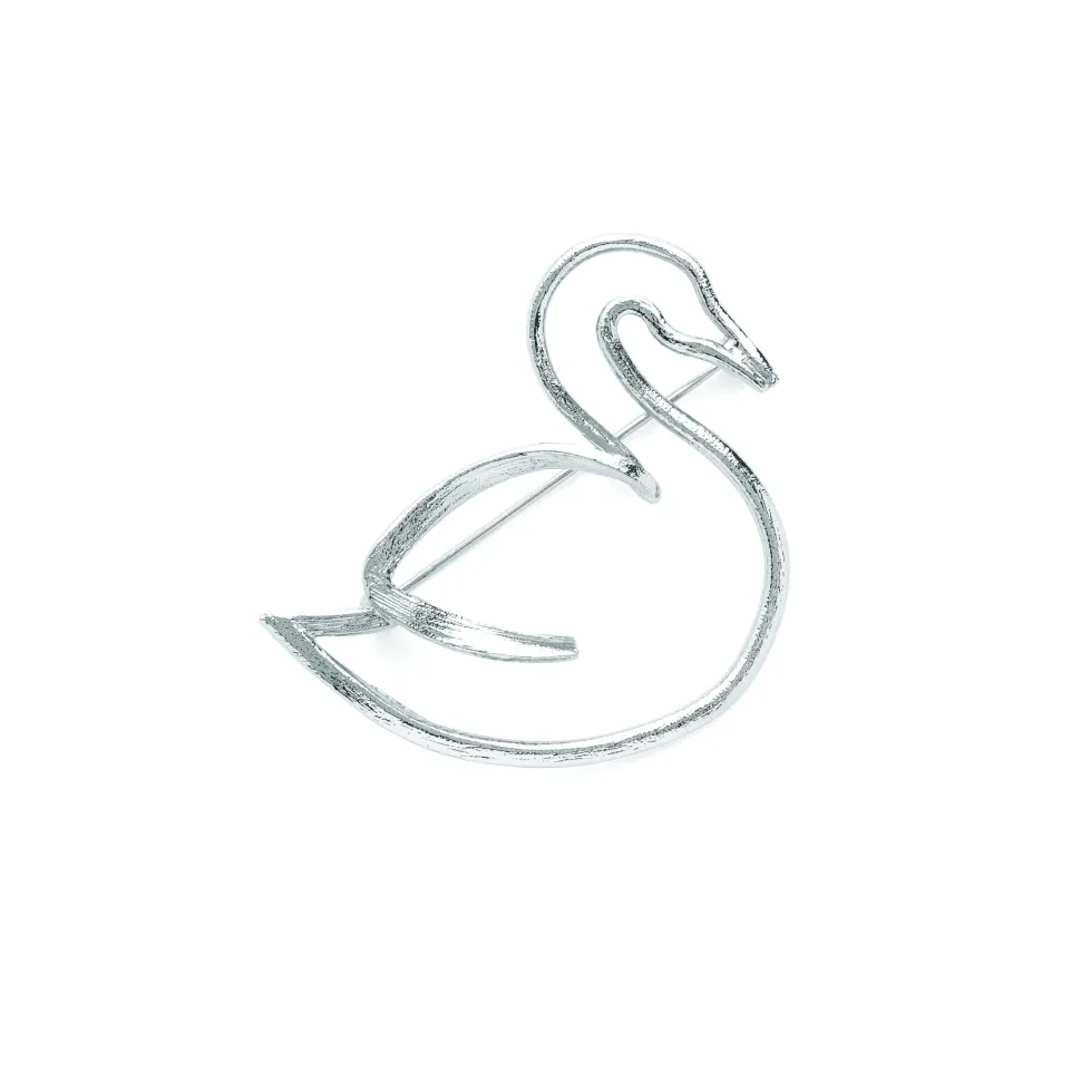 Broche Argenté Cygne