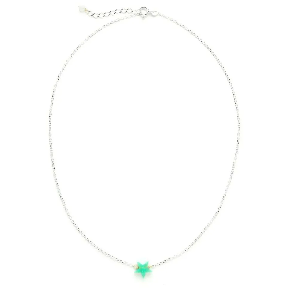 Collier Argent Opaline